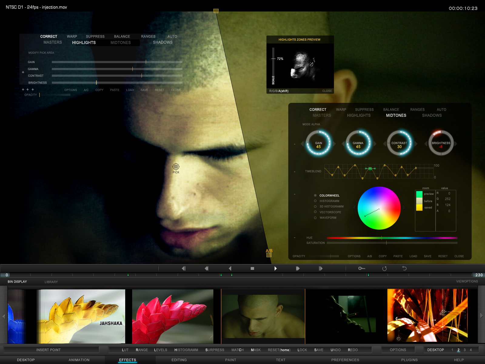Jahshaka 3.0 color corrector